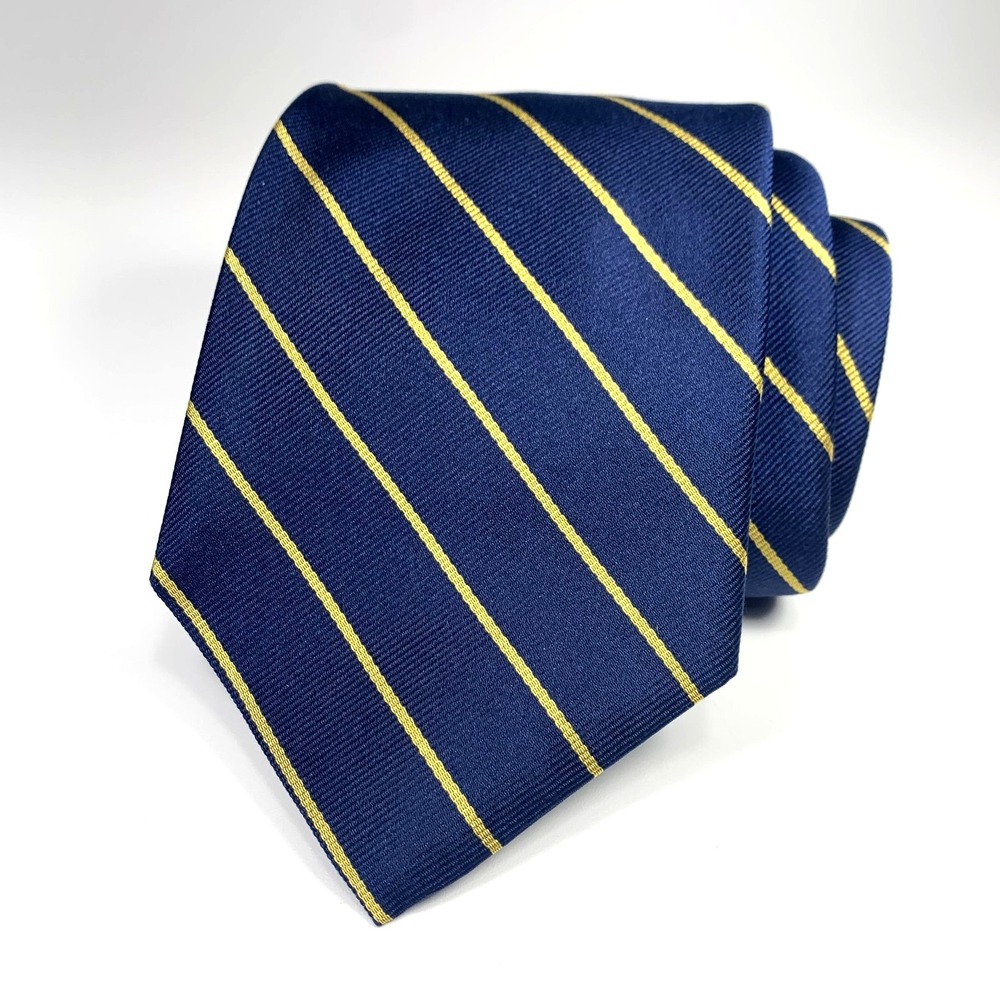 Vintage J. Press Mens Tie Navy with Gold Diagonal Stripes 100% Silk Repp Design